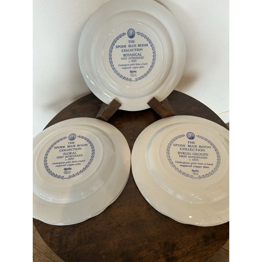 Set Of 5 Spode Blue Room Collection Dinner Plates All Floral.